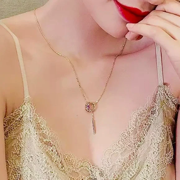 🆕 Stunning 18k Amethyst Roman Numeral Engraved Barrel Lariat Necklace NWT - Picture 3 of 14